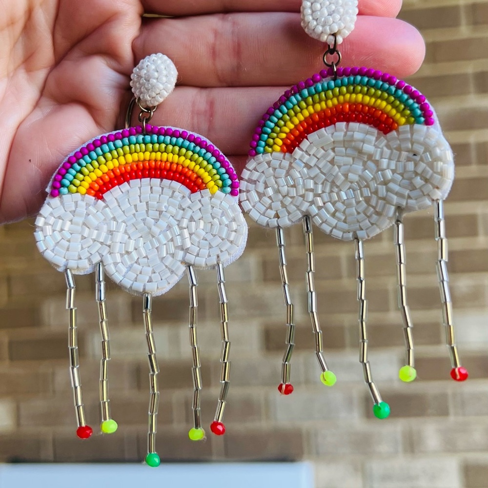 Rainbow beaded earrings